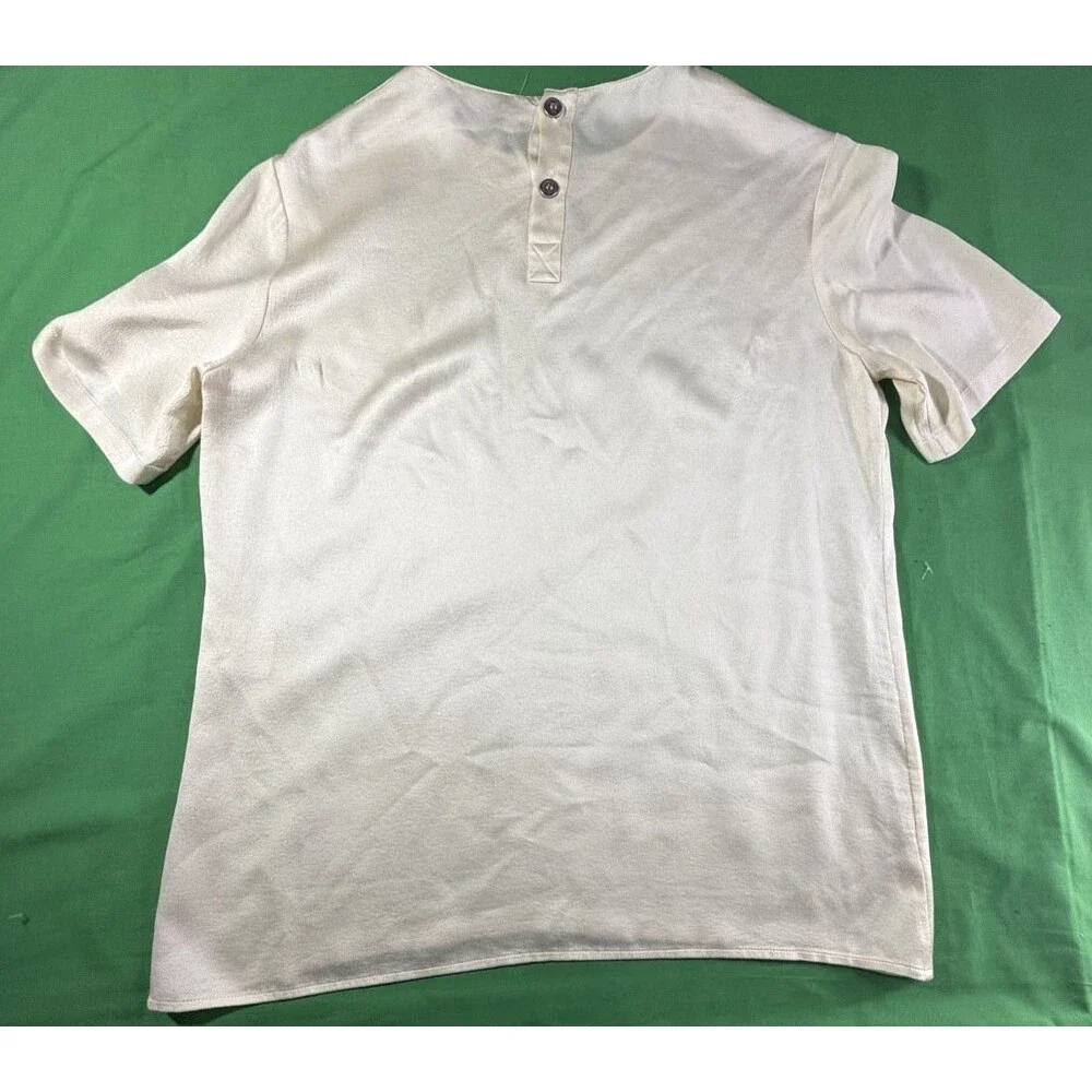 Chanel Cream Silk Scoop Neck Top 100% Silk Base Layer Women’s Size M